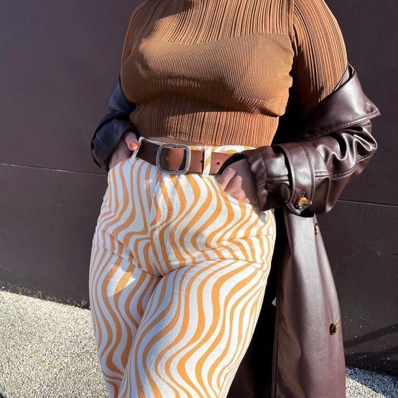 Zara wide leg jeans wavy swirls print blogger tiktok jeans lisa says gah paloma - Picture 5 of 9